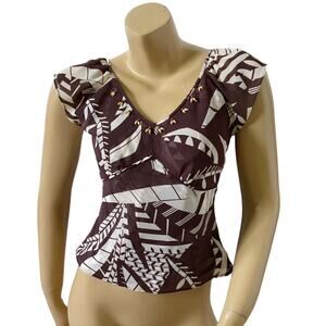 Nine & Company NINE WEST Womens Petite Size 2P V Neck Beaded Cap Sleeve Shirt